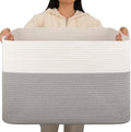 OIAHOMY 108L Extra Large Blanket Basket Dog Toy Basket Grey/White by MasterofSpaceOptimization