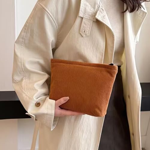 SxoSyo Corduroy Makeup Bags for Women, Cosmetic Pouch Large Purse - Image 4