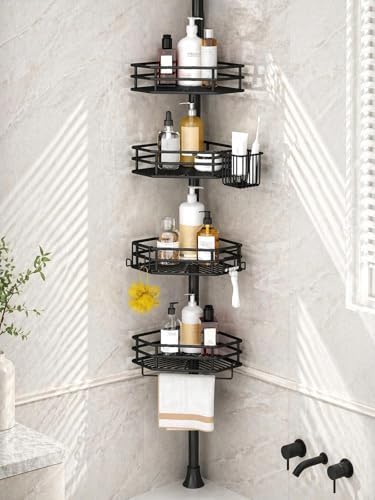 SEIRIONE Corner Shower Caddy Tension Pole, Quick Setup, Rust-Free Bathroom by SEIRIONE