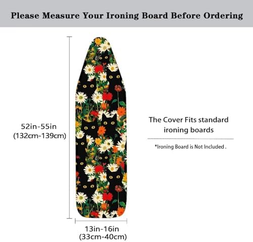 Black Cat Floral Ironing Board Covers Standard Washable Ironing Board Protector - Image 5