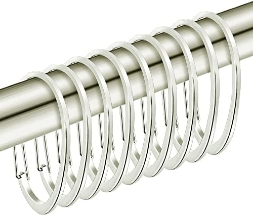 Nickel Shower Curtain Rings, Rustproof Shower Curtain Hooks by ZESLMG