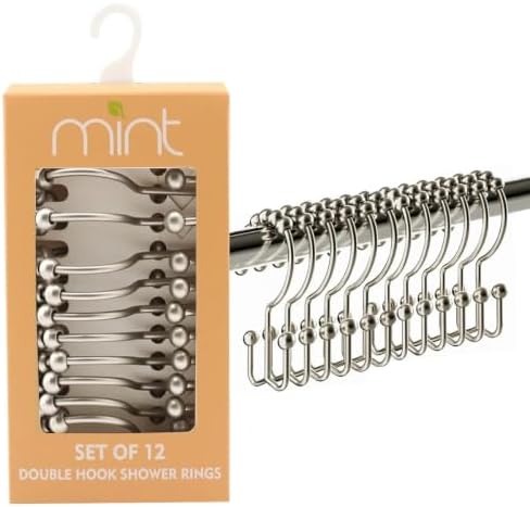 J&V TEXTILES Shower Curtain Hooks Rings, Rust Resistant Metal Double Glide - Image 6