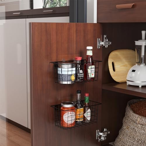 MaraFansie Hanging Kitchen Baskets Wire Storage Basket Adhesive and Screws - Image 3