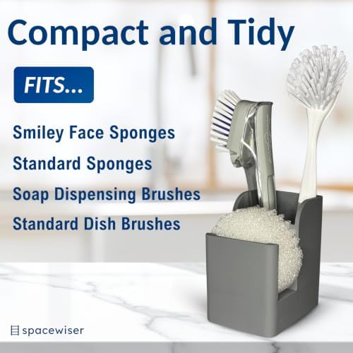 Spacewiser Silicone Sink Caddy – Sponge Dish Brush Holder - Image 2