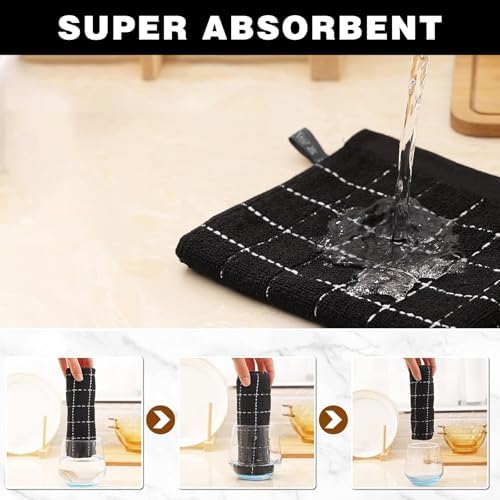 QUILTINA Kitchen Towels 6 Pack, 12 x 12 Inches, 100% Cotton Checkered Designed - Image 5