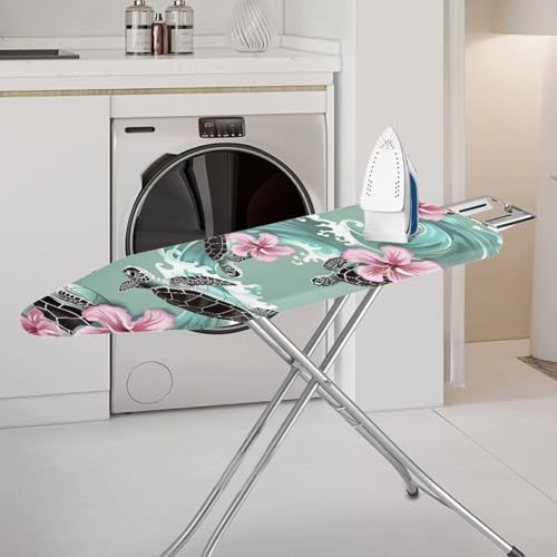 Sea Turtle Print Iron Board Cover 15x54 Inch, Hibiscus Printed Ironing Board - Image 2