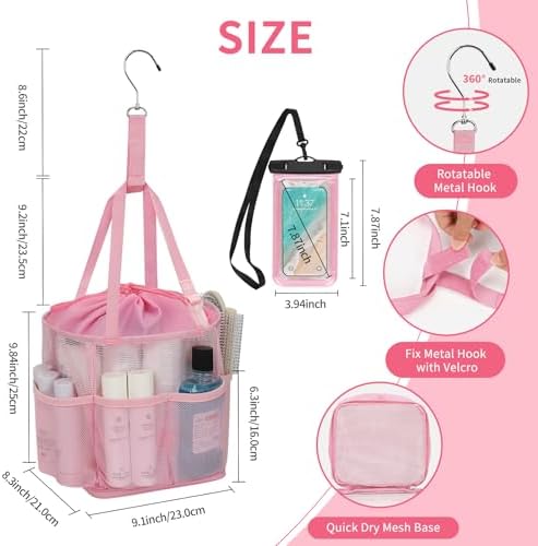 Mesh Shower Caddy Portable for College Dorm Room Essentials, Hanging Shower - Image 4