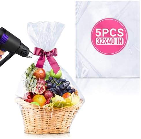 5 Pcs Shrink Wrap Bags for Gift Baskets, 32x40 in, Dust Cover by PalaYou
