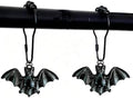 Bat Shower Curtain Hooks, Gothic Black Vampire Bats Bathroom Decor by Daxingbu