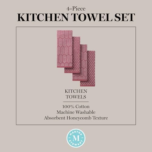 Martha Stewart Honeycomb Chambray Textured Kitchen Towel 4-Pack Set, 100% Cotton - Image 5