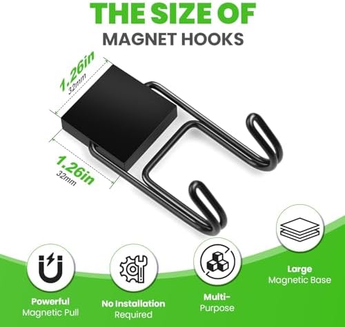 MIKEDE Magnetic Hooks 6Pcs 100lbs Magnet Hook Cruise Essentials Black - Image 2