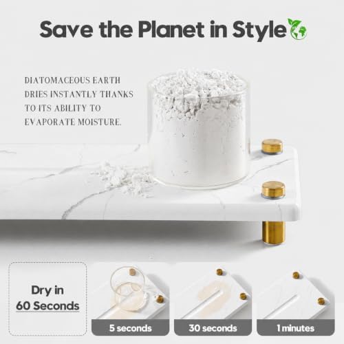 White Marble Pattern Style Water Absorbing Stone Sink Caddy, Bathroom & Kitchen - Image 3