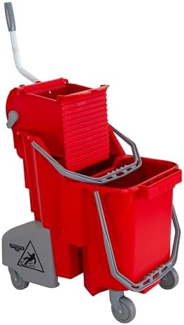 UNGER Commercial Red Restroom Dual-Compartment Mop Bucket w/Wringer COMBR by Unger