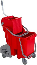 UNGER Commercial Red Restroom Dual-Compartment Mop Bucket w/Wringer COMBR by Unger