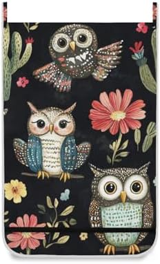 Black Owls Cactus Butterfly Hanging Laundry Hamper Door Hampers Bag Basket - Image 2