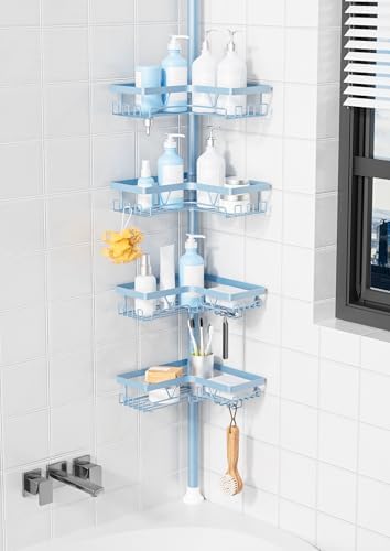 KEGII Shower Caddy Tension Pole, L-Shaped Corner Bathroom Organizer by KEGII