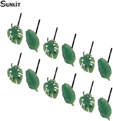 Tropical Leaf Decorative Shower Curtain Hooks, Monstera Deliciosa Strelitzia - Image 3