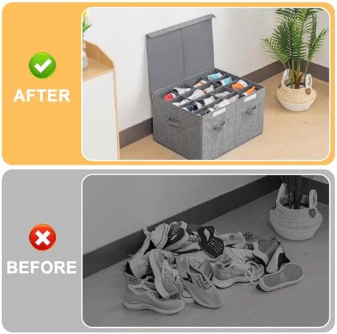 Shoe Organizer for Closet Fits 16 Pairs, Large Shoe Storage Box Bins 2 Pack - Image 5