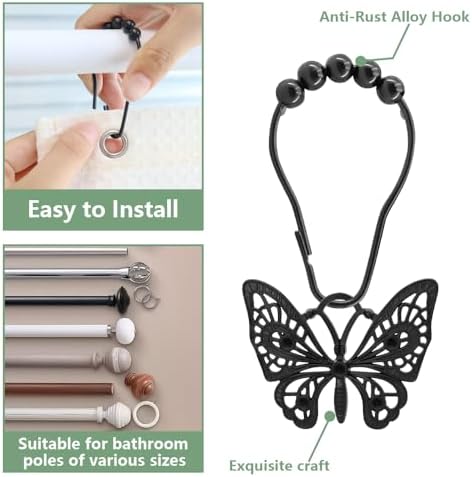 Decorative Shower Curtain Hooks, Rustproof Shower Curtain Hanger Clips - Image 4