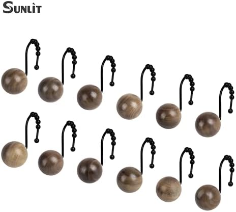 Sunlit Boho Wood Beads Decorative Shower Curtain Hooks, Shower Curtain Rings - Image 4