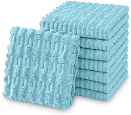 kimteny Microfiber Dish Cloths for Washing Dishes 8 Pack, Lake Blue by kimteny