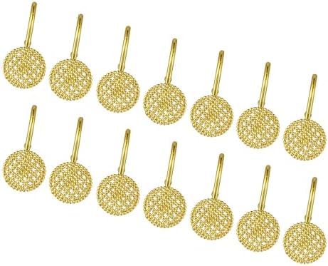 Sunlit Gold 3D Beaded Mesh Shower Curtain Hooks, Metal Home Decorative Shower - Image 3