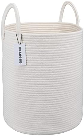 XUANGUO White Cotton Rope Laundry Basket Hamper by XUANGUO