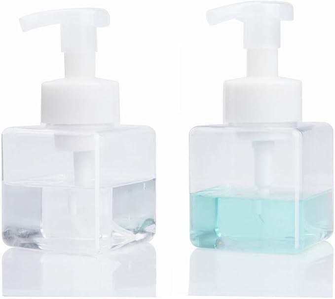 Foaming Soap Dispenser, 9oz Plastic Refillable Pump Bottle, 2 Pack, Shampoo & by UUJOLY