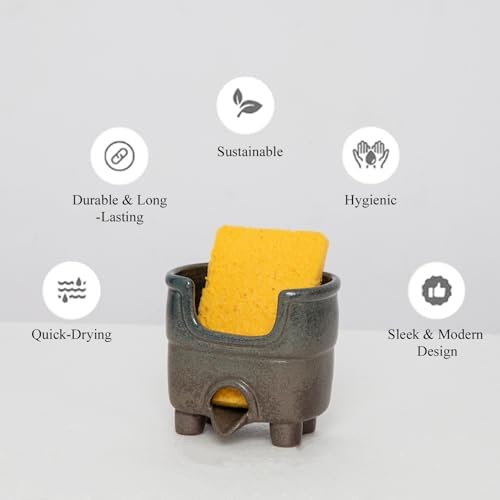 Ceramic Sponge Holder with Drainage，Farmhouse Sink Caddy - Image 5