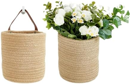 2 pcs Small Wall Hanging Storage Baskets, wall decor organizer, 6.3” × 7" by RUIZHIXUAN
