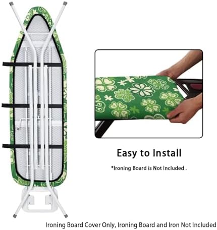 Irish Shamrock Ironing Board Cover, Washable St. Patrick's Day Clover Polyester - Image 4