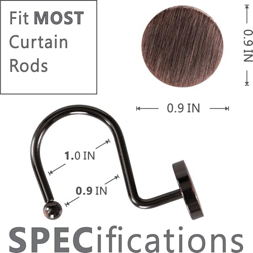 Vintage Bronze Shower Curtain Hooks: Rust Proof Metal Curtain Rings - Image 3