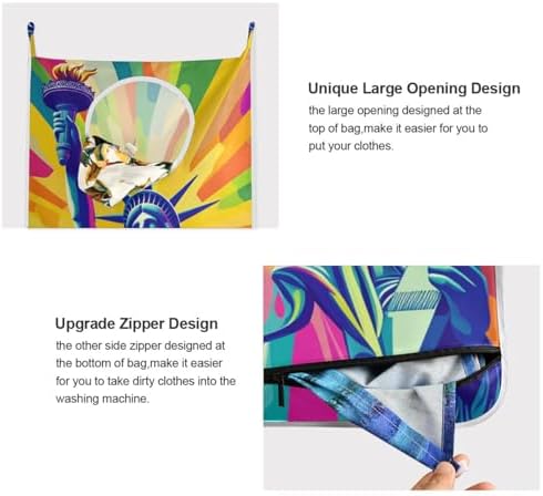Hanging Laundry Hamper with Stainless Steel Hooks, Oxford Fabric Printing Door - Image 4