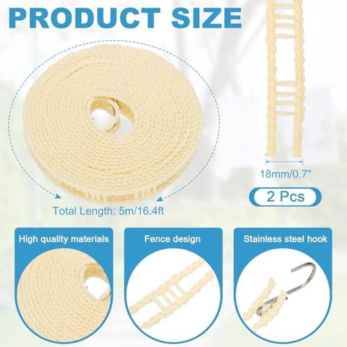 uxcell 2 Pcs Portable Travel Clothesline, 16.4ft Clothes Line Outdoors Travel - Image 2
