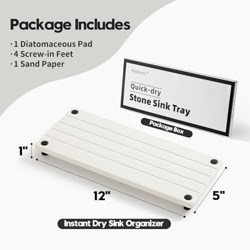 Razborci Instant Dry Sink Caddy Kitchen Sink Organizer, Quick Drying Stone Tray - Image 6