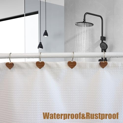 Shower Curtain Hooks, Wood Decorative Shower Curtain Rings, Modern Round Log - Image 6