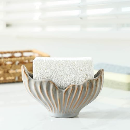 Uiddo Sponge Holder for Kitchen Sink, Ceramic Sponge Holder - Image 3
