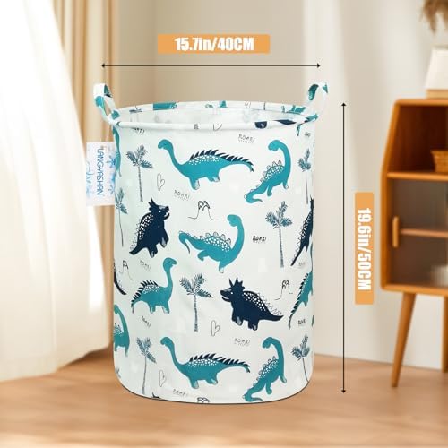 Round Laundry Basket Collapsible Storage Hamper Organizer Full Dinosaur - Image 2