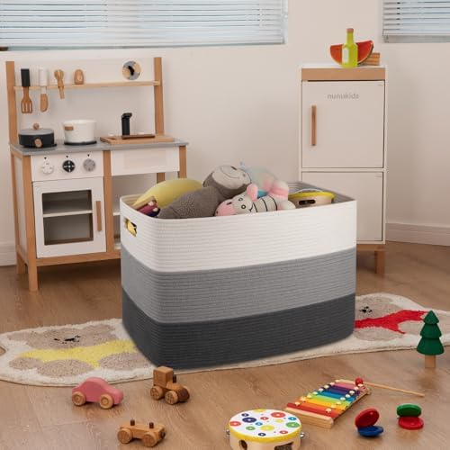 OIAHOMY 108L Extra Large Blanket Basket Dog Toy Basket radient Dark Grey - Image 2