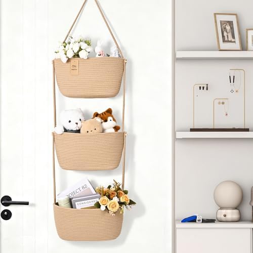 Hanging Basket, 3-Tier Woven Wall Basket - Image 4