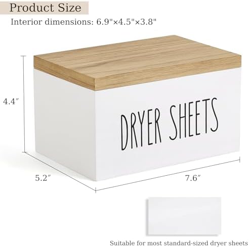 Dahey Dryer Sheet Holder, Laundry Wooden Container Holds 180 Sheets - Image 3