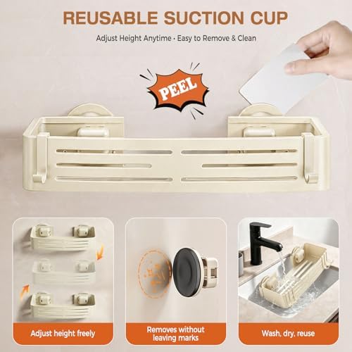 Lekesky Suction Cup Shower Caddy, No Drill Shower Shelf, Aluminum Rust Proof - Image 4