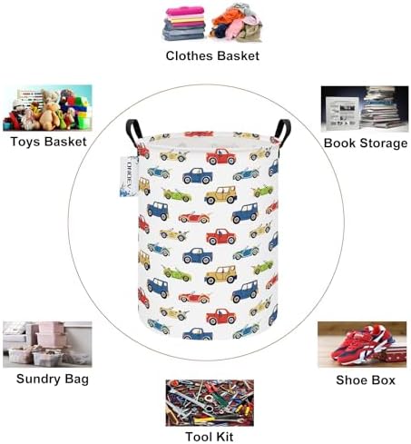 Round Collapsible Cartoon Car Laundry Hamper - Image 3