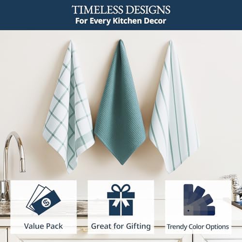 LANE LINEN Kitchen Towels & Dishcloths Set of 12-100% Cotton, Quick-Drying 18” - Image 4
