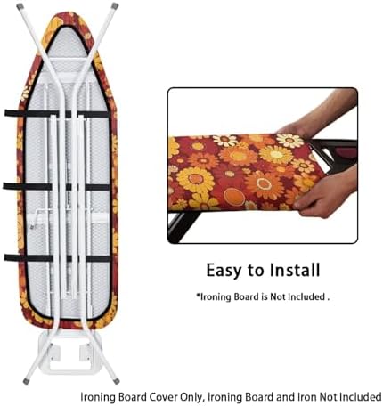 Red Hippie Flower Ironing Board Cover Elastic Edge - Image 4