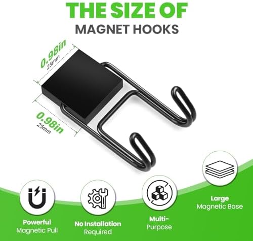 MIKEDE Magnetic Hooks 6Pcs 80lbs+ Magnet Hook Cruise Essentials Black - Image 2