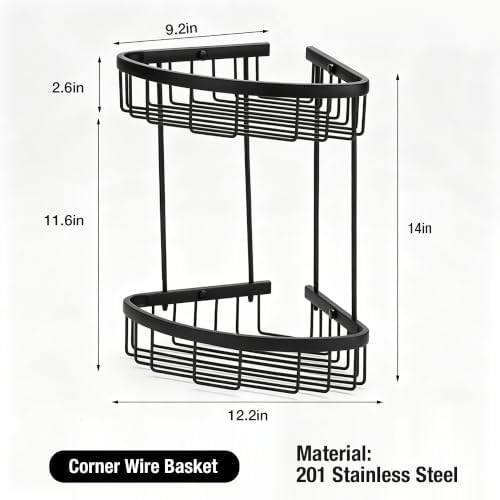 Corner Shower Caddy, 201 Stainless Steel Bathroom Shelf Organizer, Wall Mounted - Image 2