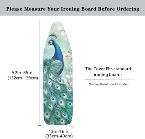 Peacock Thick Padding Ironing Board Covers Durable Stain Resistant Hook and - Image 5