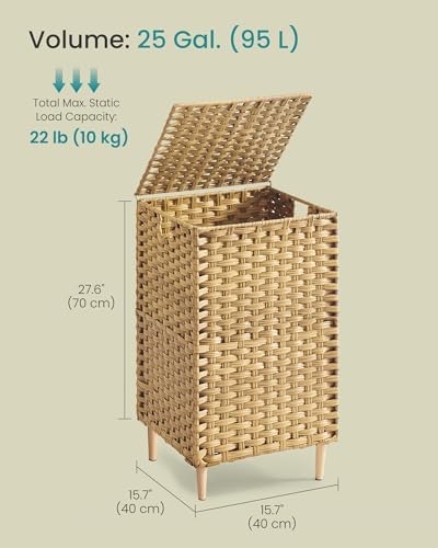 SONGMICS Laundry Hamper with Lid, PE Rattan, 25 Gallons - Image 7