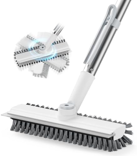 AIR U+ Floor Scrub Brush with Long Handle, 4 in 1 Floor Scrubber & Squeegee by AIRU